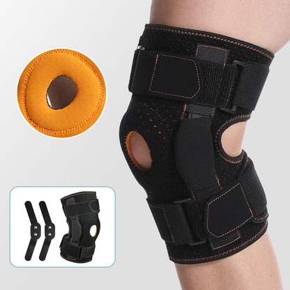 Verstellbare Kniebandage mit Aluminium-Scharnieren & Silikonpolster – stabil, atmungsaktiv & flexibel für Sport und Alltag